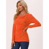 Allegra K Women's Cowl Neck Long Sleeves Buttons Decor Solid Ruched Top - 2 of 4