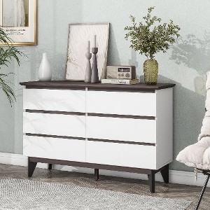 NicBex 5-Drawer Vertical Dresser for Bedroom, Modern White with Natural Top, Storage Cabinet for Closet, Closet Dressers Chest of Drawers - 1 of 4