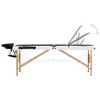vidaXL Foldable Massage Table 3 Zones Wood Black and White - 3 of 4