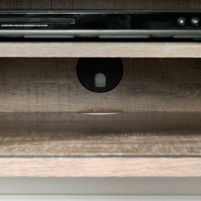 Weathered Oak Wall Mounted TV Stand with Cabinet