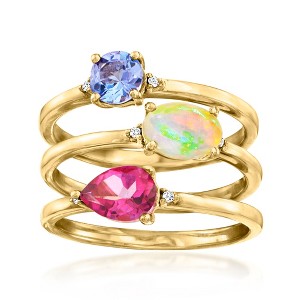 Ross-Simons 1.20 ct. t.w. Multi-Gemstone Jewelry Set: 3 Rings in 18kt Gold Over Sterling With Diamonds - 1 of 4