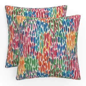 2pk 18.5" Make it Rain Outdoor Throw Pillow Zinnia Blue - Pillow Perfect: Weather-Resistant, Abstract Design, Set for Patio Decor - 1 of 4