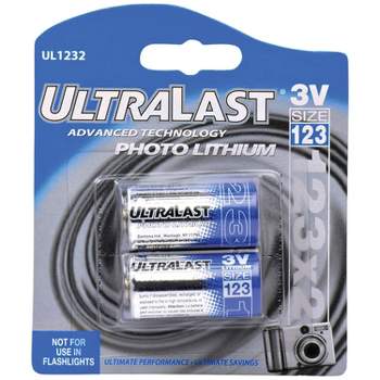Ultralast® UL1232 CR123-A 3-Volt Photo Lithium Batteries, 2 pk
