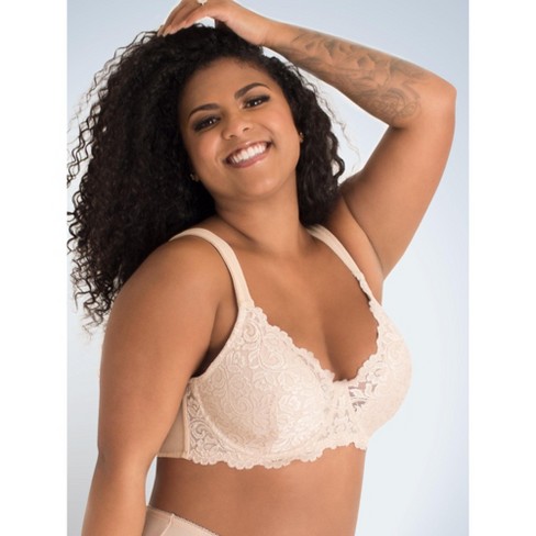 Leading Lady The Ava - Scalloped Lace Underwire Full Figure Bra in Nude,  Size: 34D