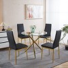 Set of 4 Modern High Back Dining Chairs with Golden Legs and PU Seats,Elegant Armless Design for Kitchen or Dining Room-The Pop Home - 2 of 4