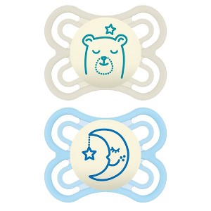 MAM Perfect Night Pacifier 2ct - White/Blue - 0-6 Months