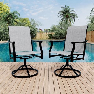Swivel Bar Stools Set of 2, High Back Patio Bar Chairs with Armrest for Garden, Deck, or Balcony - 1 of 4