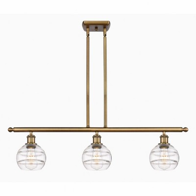 Rochester - 3 Light Stem Hung Island In Industrial Style-8.38 Inches Tall and 36 Inches Wide