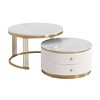 Modern 2 Pieces White Round Nesting Coffee Table with Drawers in 27.6'' - 4 of 4