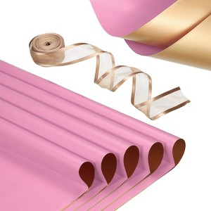 Unique Bargains Waterproof Elegant Design Floral Arrangements DIY Crafts Gift Wrap with Ribbon 1 Set - 1 of 4