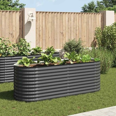 vidaXL Garden Raised Bed Grey Galvanized Steel 157.5 x 31.5 x 31.9 in