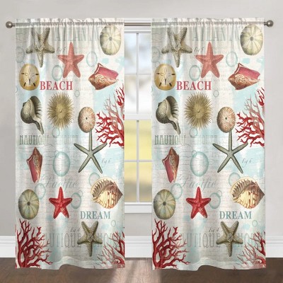 Laural Home Dream Beach Shells 84" Sheer Window Panel, 1pc