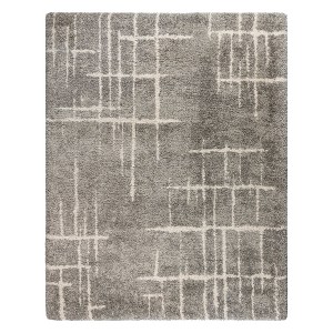 Gertmenian Ultimate Shag Malia Dark Gray Ivory Modern Abstract Lines Livingroom Bedroom Dining Super Plush Shag Indoor Area Rug, 9x13 - 1 of 4