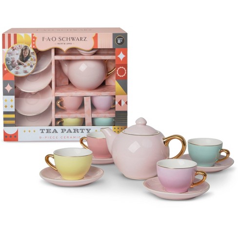 FAO Schwarz Hand Glazed Ceramic Tea Party Set 9pc