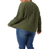 Women's Plus Size Cable Knitted Long Sleeve Crew Neck Pullover Winter Warm Sweaters - Agnes Orinda - 4 of 4