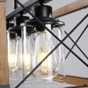 32" Walnut Industrial Farmhouse Rectangle Pendant Light, 5-Light Chandelier with Lampshades for Dining Room, Kitchen Island, Cafe Decor (No Bulbs) - 4 of 4