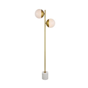 Elegant Lighting Eclipse 2 Lights Brass Floor Lamp With Frosted White Glass - 1 of 4