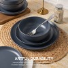 SEVOBAL 12-Piece Stoneware Dinnerware Set with Mug Microwave Dishwasher Friendly Stackable Matte Glaze Plates Bowls Service for 3, Blue, 10"*10"*2.4" - 4 of 4