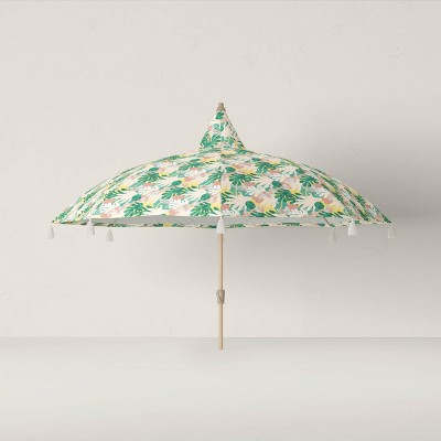 7.2' Patio Market Umbrella with Tassel Marin - Light Wood Pole - Opalhouse™ designed with Jungalow™