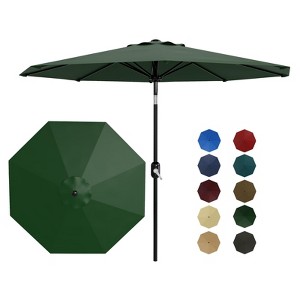 10ft Patio Umbrella, Table Umbrella Outdoor Patio with Crank Lift & Push Button Tilt, 8 Sturdy Ribs for Yard, Deck, Pool - 1 of 4