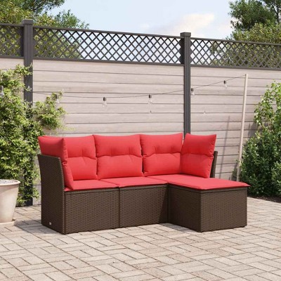vidaXL 4 Piece Patio Sofa Set with Cushions  Poly Rattan