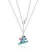Disney Lilo and Stitch Silver Plated Stitch Surfing Pendant, 16+2" Chain - 3 of 4
