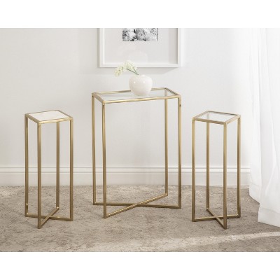 Jaspur Gold and Clear Square Metal and Glass Accent Table