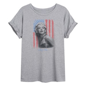 Women's - Marilyn Monroe - Marilyn Soft Flag Oversized Graphic T-Shirt - 1 of 4