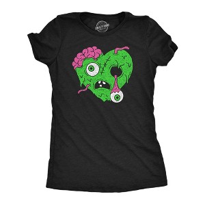 Womens Funny T Shirts Zombie Heart Sarcastic Halloween Graphic Novelty Tee For Ladies - Crazy Dog Women's T Shirt - 1 of 4