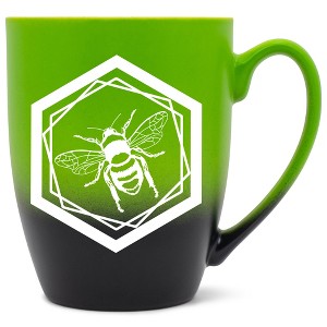 Elanze Designs Honeycomb Bee Two Toned Ombre Matte Green and Black 12 ounce Ceramic Stoneware Coffee Cup Mug - 1 of 4