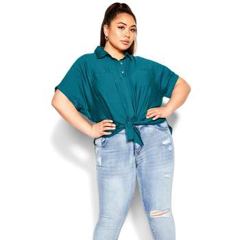 Women's Plus Size Relaxed Summer Shirt - teal | CITY CHIC