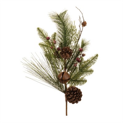 Pine and Sleigh Bell Spray (Set of 6)