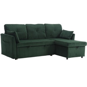 NicBex Velvet Sleeper Sectional Sofa,L-Shaped Couch with Reversible Storage Chaise for Living Room,Apartment,Office,Green - 1 of 3