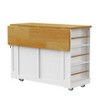 44" Kitchen Island with Drop Leaf, Rolling Kitchen Cart On 5 Wheels With Open Side Rack & Drawer, Kitchen Storage Cart for Living Room - 2 of 4