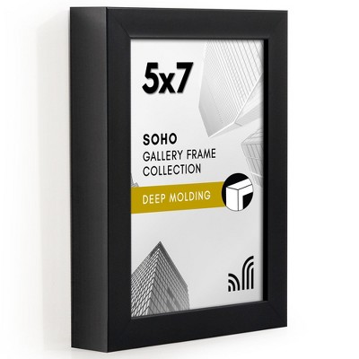 Americanflat 5x7 Picture Frame - Soho Collection - Gallery Style Deep Molding Picture Frames Black