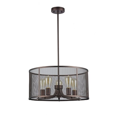 Industrial Bronze 5-Light Metal Mesh Ceiling Pendant