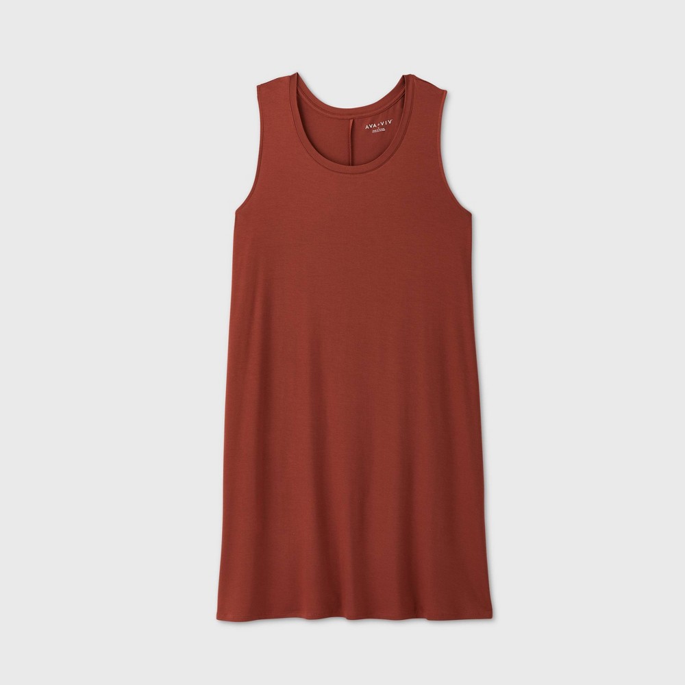 Women's Plus Size Sleeveless Swing Dress - Ava & Viv Brown 2X was $15.0 now $10.0 (33.0% off)