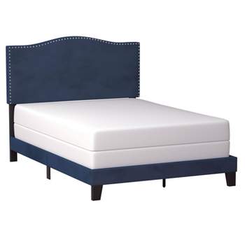 Queen Kiley Velvet Upholstered Bed Blue - Hillsdale Furniture