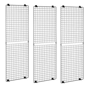 VEVOR 3 Packs Grid Wall Panels, 2 x 6 ft Wire Grid Panels Display Rack, Wall-Mounted Art Display Shelf, Carbon Steel Wall Hanging Gridwall, Black - 1 of 4