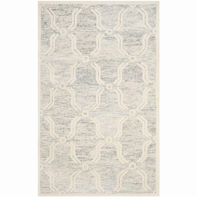 Handmade Light Grey and Ivory Wool Tufted 4' x 6' Rug