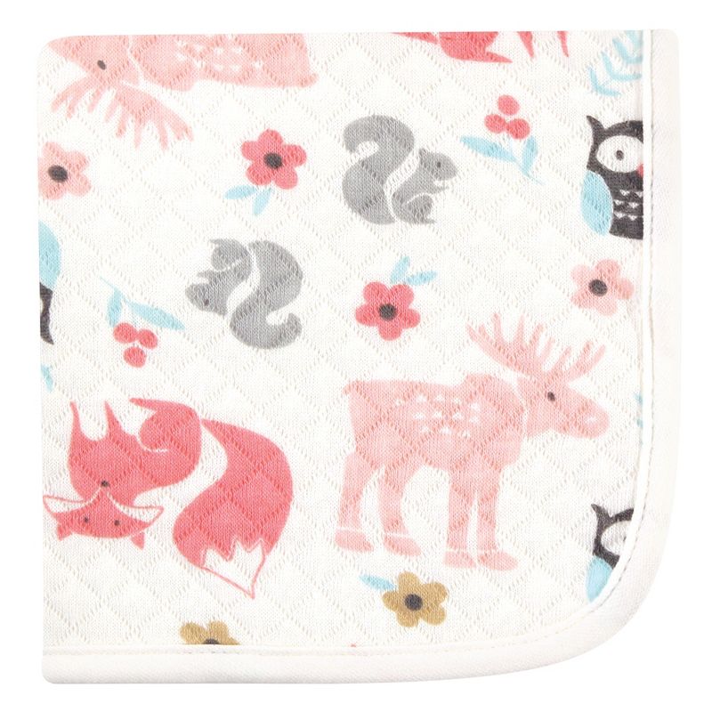 Hudson Baby Infant Girl Quilted Cotton Washcloths, Girl Forest, One Size, 3 of 9