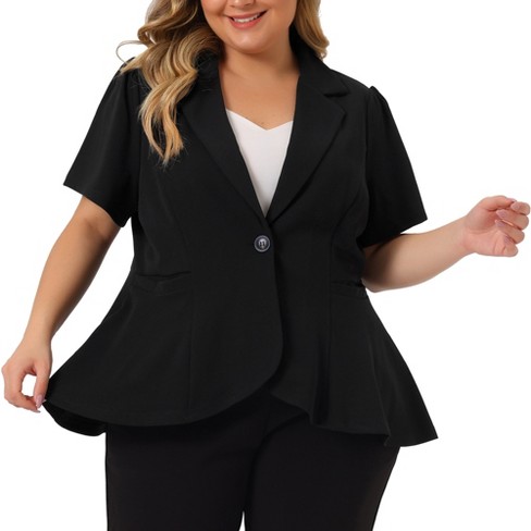 Womens plus size black blazer sale