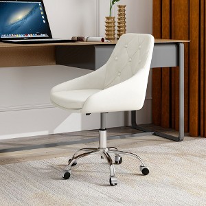 Modern Dining Chair, Upholstered Dining Chair With Wrapped Design Backrest,Pull Buttons,beige,22.30x19.70x29.90in(1.86*1.64*2.49ft) - 1 of 4