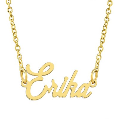 KISPER 18K Gold Plated Stainless Steel Personalized Name Pendant Necklace