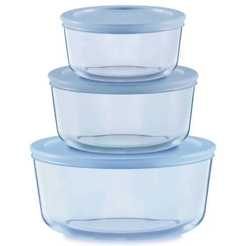 Pyrex Simply Store® Tinted 6pc Lidded Round Storage Set Blue: Glass ...