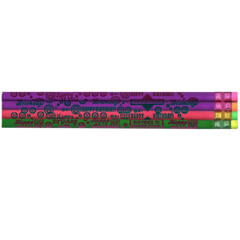 Moon Products Thermo Happy Birthday Pencils, Assorted Colors, Pack of 12, 1 of 2