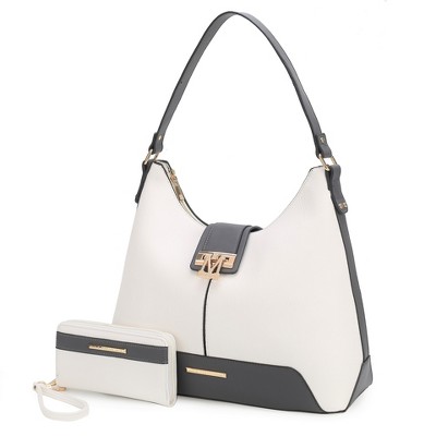 MKF Collection Graciela Women's Vegan Leather Color Block Hobo Shoulder Bag with Wallet by Mia K