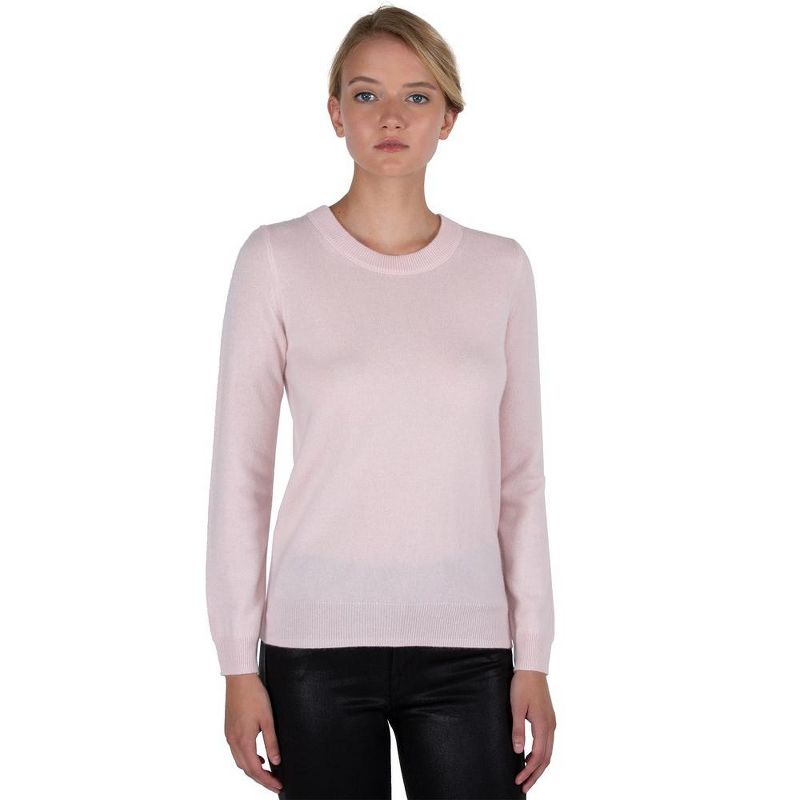 JENNIE LIU Women's 100% Pure Cashmere Long Sleeve Crew Neck Pullover Sweater, 1 of 5