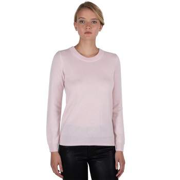 JENNIE LIU Women's 100% Pure Cashmere Long Sleeve Crew Neck Pullover Sweater