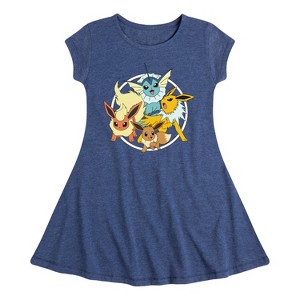 Girls' - Pokémon - Eevee Group Fit & Flair Cap Sleeve Dress - 1 of 3